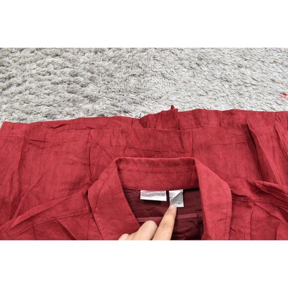 Chico's Size 3 Red Polyester Button-Up Top - Preowned Long Sleeve - Picture 7 of 8